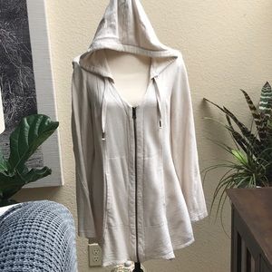 XCVI V-neck Full Zip Hoodie Cream Sz. L